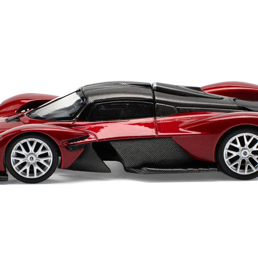 Aston Martin Valkyrie Supernova Red Metallic with Carbon Top 1/64 Diecast Model Car by Pop Race Automotive