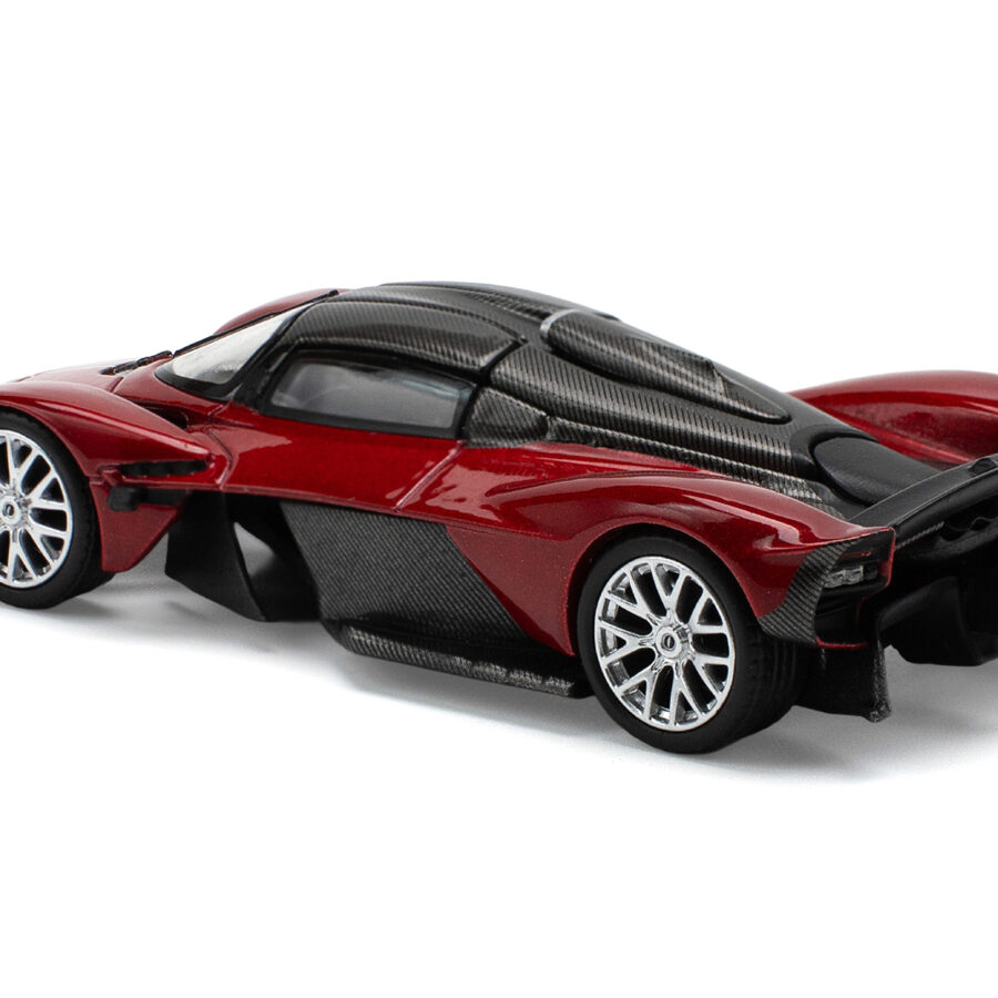 Aston Martin Valkyrie Supernova Red Metallic with Carbon Top 1/64 Diecast Model Car by Pop Race Automotive