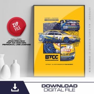 Alain Menu 1997 BTCC Poster | Renault Laguna Touring Car Art | British Touring Car Championship Print | Retro Motorsport Wall Art from the Renault store collection.
