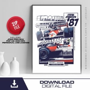 Stefan Johansson 1987 Poster | Formula One Legend McLaren MP4/3 | Vintage Racing Art Print | Wall Decor Digital Download from the McLaren F1 Memorabilia store collection.