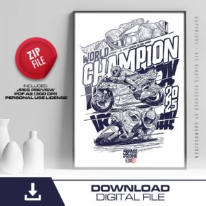 Marc Marquez 2025 World Champion Poster | MotoGP Digital Download Wall Art | Legend Poster Marc Marquez by Evan DeCiren Store