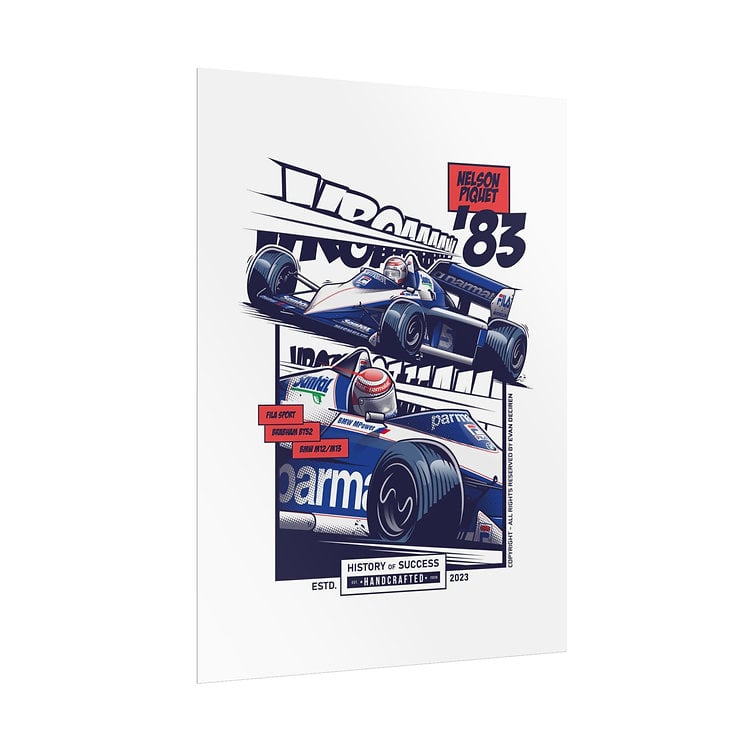Nelson Piquet 1983 Poster | Formula One Legend Brabham BT52 Formula 1 | Vintage F1 Racing Art Print F1 Jackets