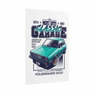 Volkswagen Golf MK1 GTI Poster | Classic Garage 1983 Car Wall Art | Retro VW Print Digital Download from the Volkswagen store collection.