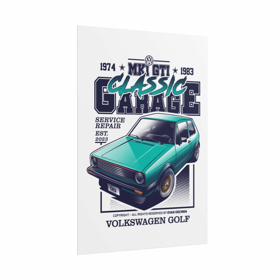 Volkswagen Golf MK1 GTI Poster | Classic Garage 1983 Car Wall Art | Retro VW Print Digital Download from the Volkswagen store collection.