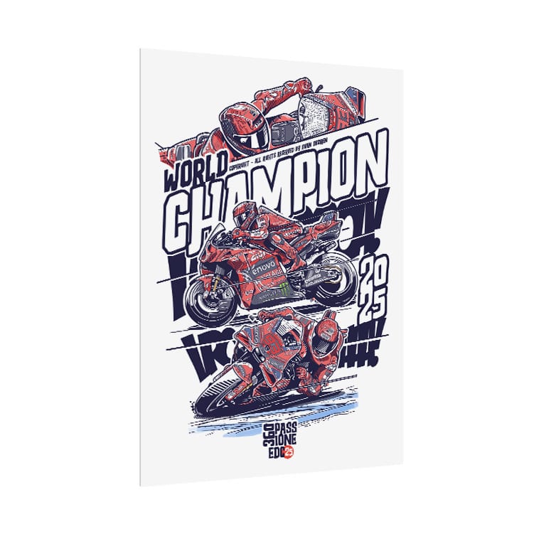Marc Marquez Poster | 2025 World Champion | MotoGP Legend Wall Art | Ducati Illustration Print MotoGP Memorabilia