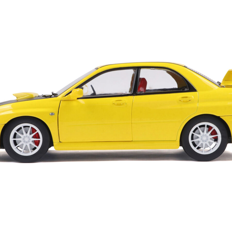2003 Subaru Impreza WRX STI RHD (Right Hand Drive) Yellow with Carbon Hood 1/18 Diecast Model Car by Solido Automotive