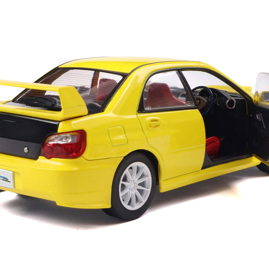 2003 Subaru Impreza WRX STI RHD (Right Hand Drive) Yellow with Carbon Hood 1/18 Diecast Model Car by Solido Automotive