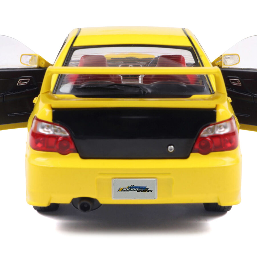 2003 Subaru Impreza WRX STI RHD (Right Hand Drive) Yellow with Carbon Hood 1/18 Diecast Model Car by Solido Automotive