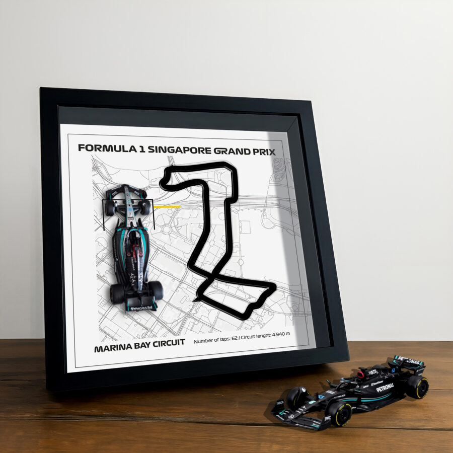 F1 Framed - Singapore GP - Marina Bay Circuit | Various Cars | F1 Wall Art | Circuit Frame | F1 Gift | Framed F1 Art | Formula One - 01 - Red Bull F1 RB19 11 Perez Race Track Wall Art