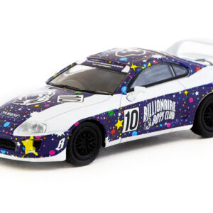 Toyota Supra RHD (Right Hand Drive) #10 "Billionaire Boys Club" Purple and White with Graphics "Hobby64" Series 1/64 Diecast Model Car by Tarmac Works from the Sports Car Racing Collectibles store collection.