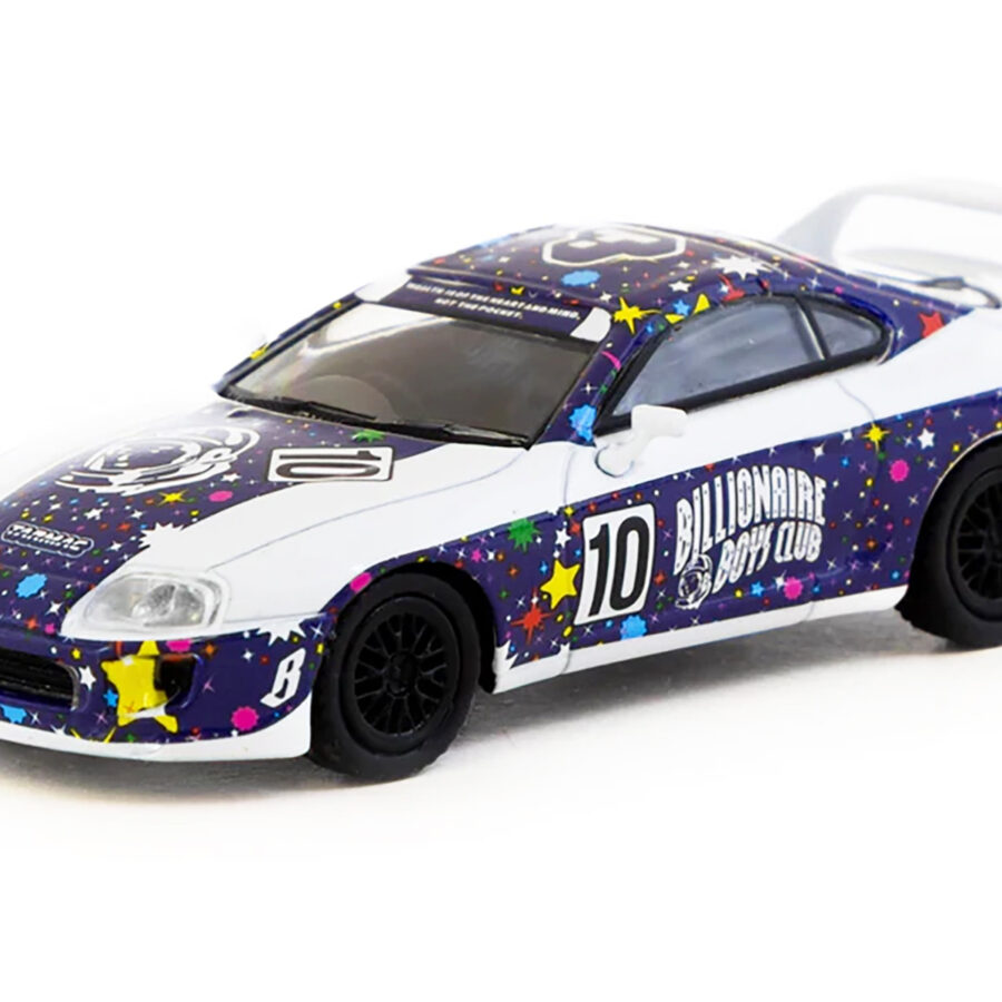 Toyota Supra RHD (Right Hand Drive) #10 "Billionaire Boys Club" Purple and White with Graphics "Hobby64" Series 1/64 Diecast Model Car by Tarmac Works Automotive