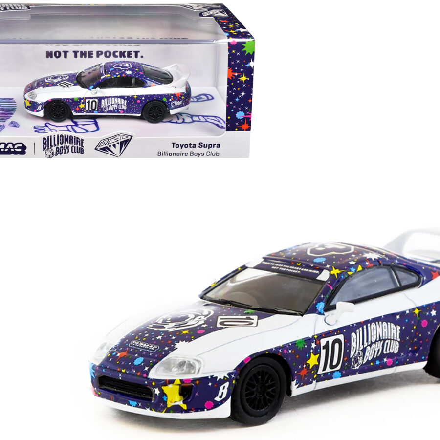 Toyota Supra RHD (Right Hand Drive) #10 "Billionaire Boys Club" Purple and White with Graphics "Hobby64" Series 1/64 Diecast Model Car by Tarmac Works Automotive