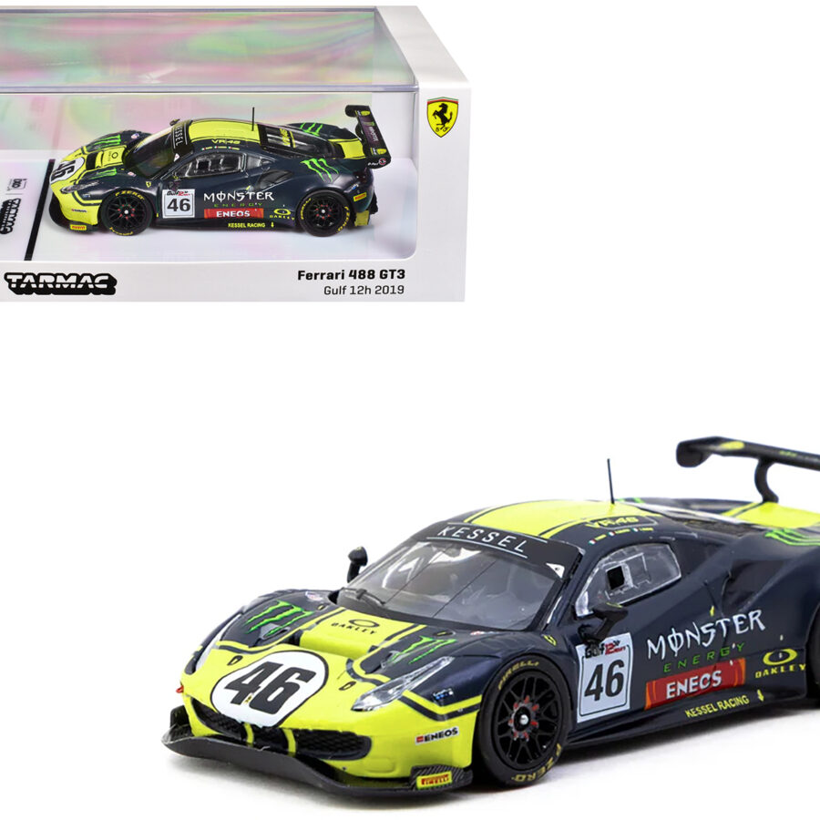 Ferrari 488 GT3 #46 V. Rossi - A. Salucci - L. Marini "Gulf 12 Hours" (2019) "Hobby64" Series 1/64 Diecast Model Car by Tarmac Works Automotive