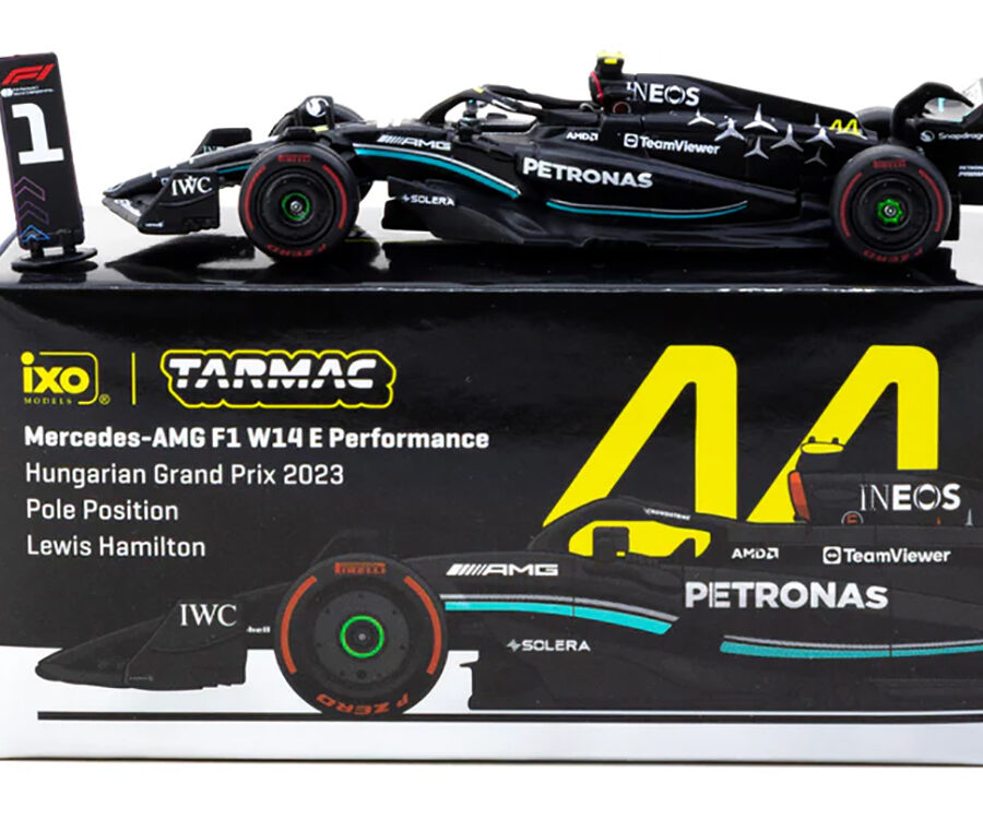 Mercedes-AMG F1 W14 E Performance #44 Lewis Hamilton Pole Position Formula One F1 "Hungarian GP" (2023) "Global64" Series 1/64 Diecast Model Car by Tarmac Works Automotive