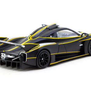 Pagani Huayra R Matt Black with Silver Accents and Yellow Stripes "Global64" Series 1/64 Diecast Model by Tarmac Works  by Diecast Mania