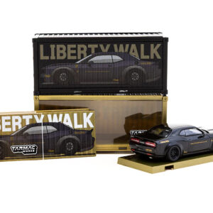 Dodge Challenger SRT Hellcat "LB-WORKS - Liberty Walk" Black Metallic with Shipping Container Display Case "Global64" Series 1/64 Diecast Model Car by Tarmac Works from the Sports Car Racing Collectibles store collection.