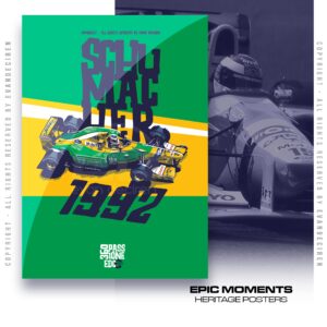 Michael Schumacher 1992 Poster | Formula 1 Legend Benetton F1 Car | Wall Art – Racing Heritage Print Sports Car Racing Birthday Cards by Evan DeCiren Store