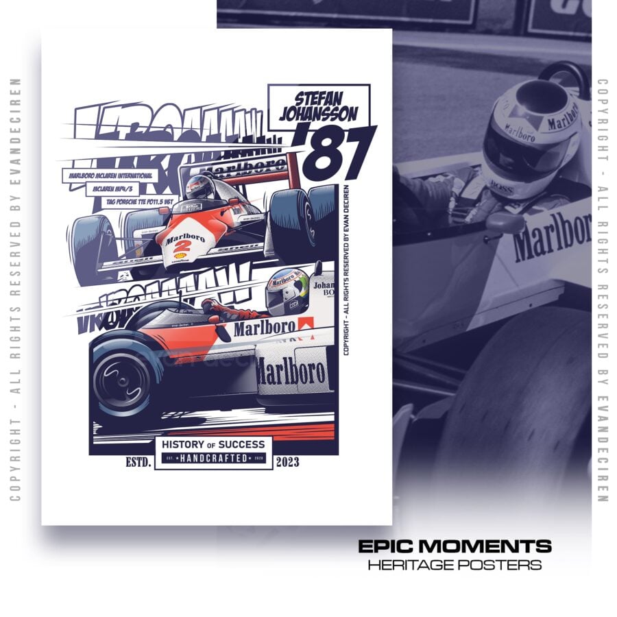 Stefan Johansson 1987 Poster | Formula One Legend | F1 Art Print Wall Decor Race Car Wall Art