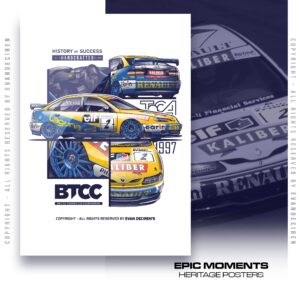 Alain Menu 1997 Renault Laguna BTCC Poster | British Touring Car Championship Wall Art | Classic Motorsport Print Sports Car Racing Metal Signs by Evan DeCiren Store