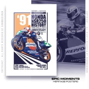 Carlos Cardus 1991 Honda NSR250 Poster | MotoGP Legend Racing Art Print | Vintage Motorcycle Wall Decor from the Sports Car Racing Art store collection.