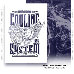 Honda RS250R Cooling System Poster | MotoGP Racing Motorcycle Engine Blueprint Wall Art | Motorsport Heritage Print Sports Car Racing Metal Signs by Evan DeCiren Store