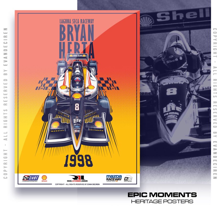 Bryan Herta 1998 Laguna Seca Poster | Vintage IndyCar Legend Racing Print | CART Motorsport Wall Art from the More Series store collection.