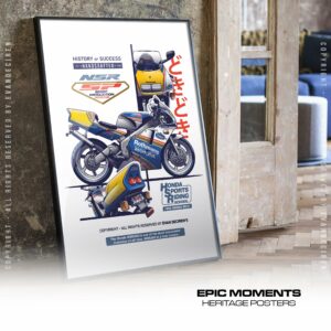 Honda NSR250SP Poster | 1992 MC21 Rothmans Racing Motorcycle Wall Art Print | Classic 2 Stroke Sport Bike Art Sports Car Racing Metal Signs by Evan DeCiren Store