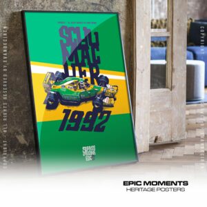 Michael Schumacher 1992 Poster | Formula 1 Legend Benetton F1 Car | Wall Art – Racing Heritage Print Sports Car Racing Birthday Cards by Evan DeCiren Store