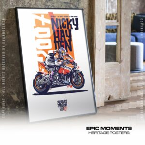 Nicky Hayden Poster MotoGP 2007 | MotoGP Legend Racing Tee | Repsol Honda Legend | Racing Wall Art | Motorcycle Gift for Fans Sports Car Racing Birthday Cards by Evan DeCiren Store