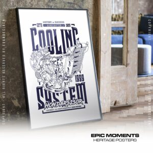 Honda RS250R Cooling System Poster | MotoGP Racing Motorcycle Engine Blueprint Wall Art | Motorsport Heritage Print Sports Car Racing Metal Signs by Evan DeCiren Store