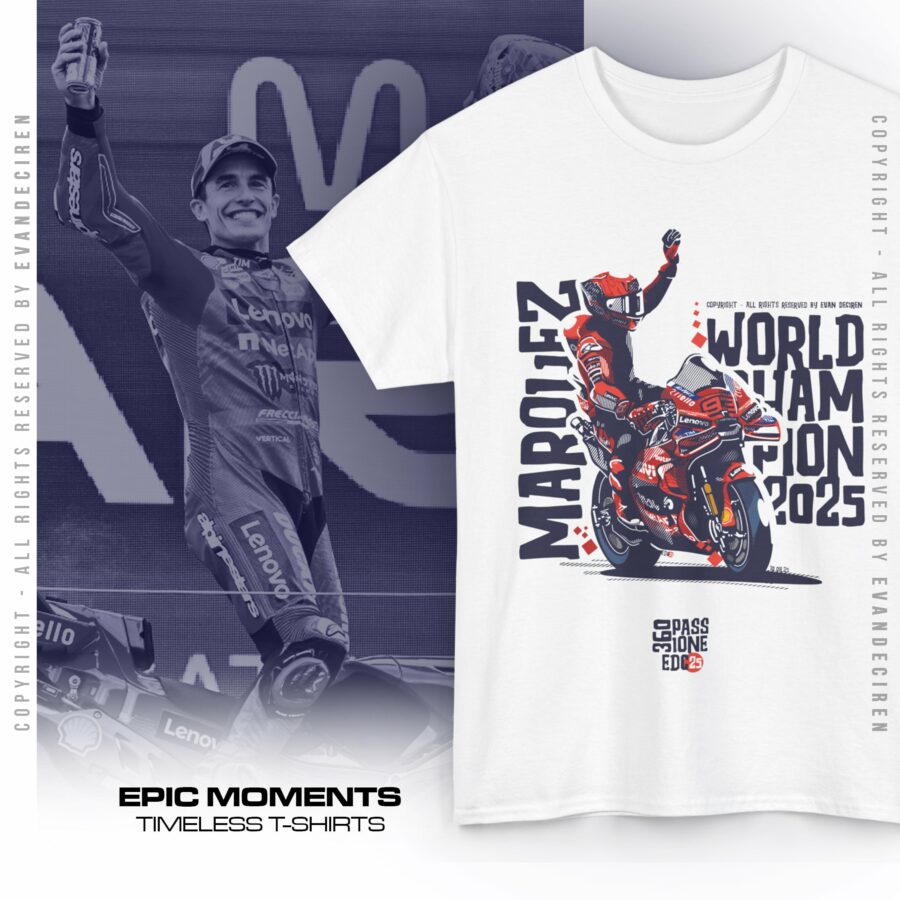 Marc Marquez 2025 MotoGP World Champion T-Shirt | MotoGP Legend Racing Tee | Ducati Lenovo from the Ducati MotoGP Team store collection.