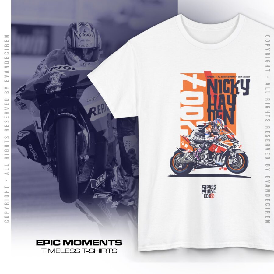 Nicky Hayden 2007 MotoGP T-Shirt | MotoGP Legend Racing Tee | Repsol Honda Motorcycle Shirt from the Ducati MotoGP Team store collection.