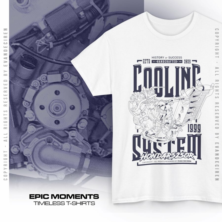 Honda RS250R Legend T-Shirt | MotoGP Racing Coolant System Tee | Motorcycle History Graphic Shirt MotoGP Clothing & Merchandise