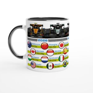 2026 Formula 1 Calendar Country Flag Mugs - All F1 Races Williams Martini Racing by Billeresque