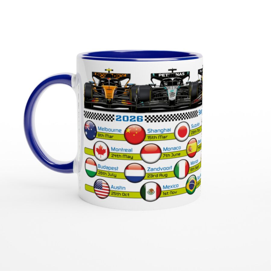 2026 Formula 1 Calendar Country Flag Mugs - All F1 Races Alpine F1 Team