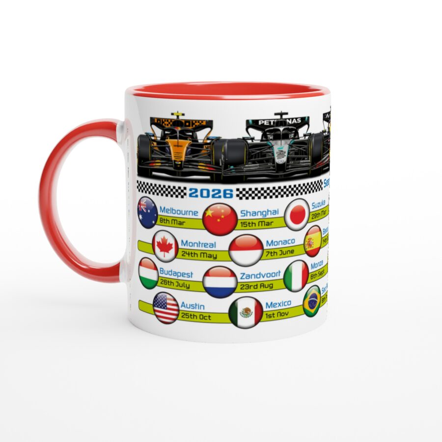 2026 Formula 1 Calendar Country Flag Mugs - All F1 Races Alpine F1 Team