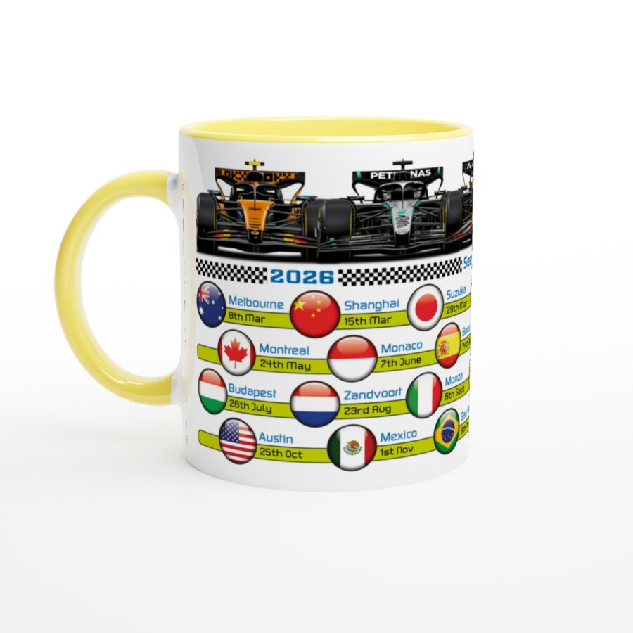 2026 Formula 1 Calendar Country Flag Mugs - All F1 Races Alpine F1 Team