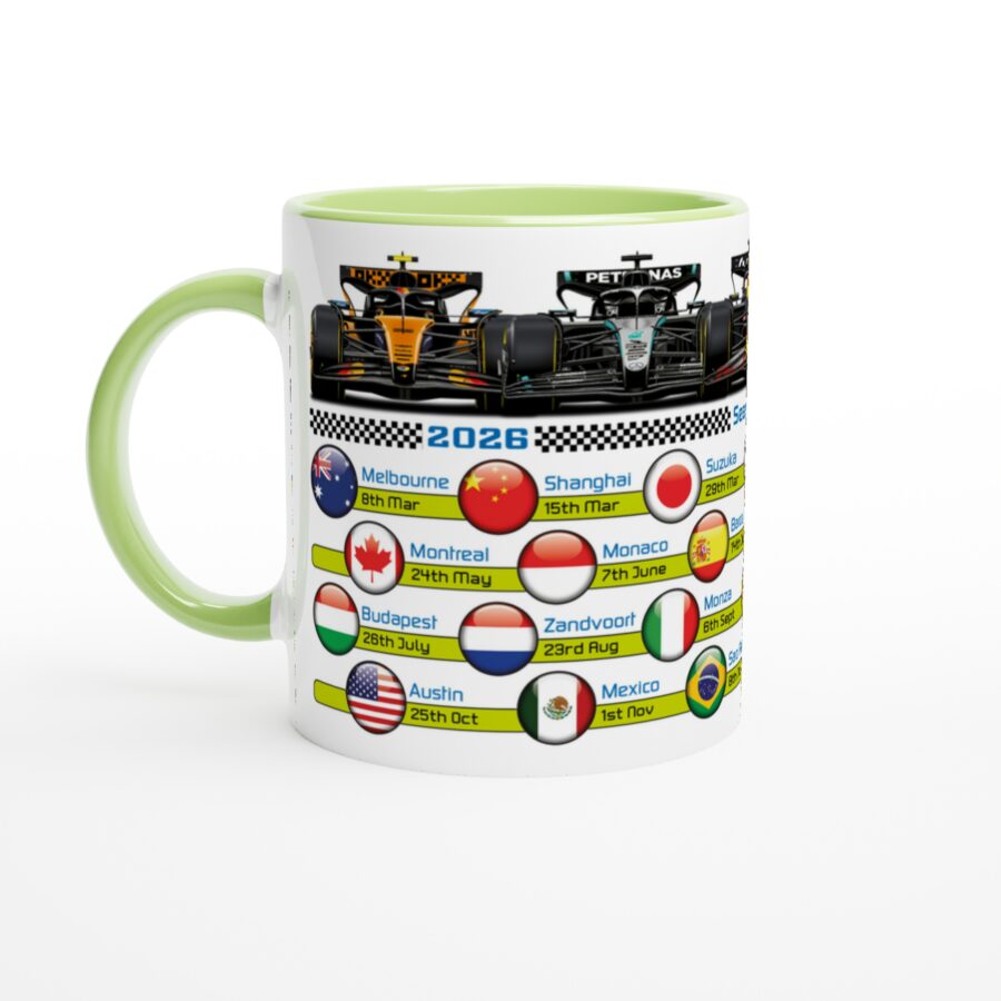 2026 Formula 1 Calendar Country Flag Mugs - All F1 Races Alpine F1 Team