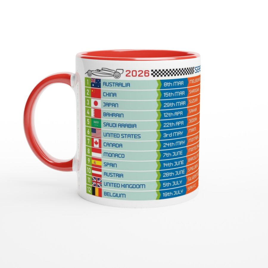 Formula 1 FIXTURES 2026 Mug - Formula 1 schedules calendar Alpine F1 Team