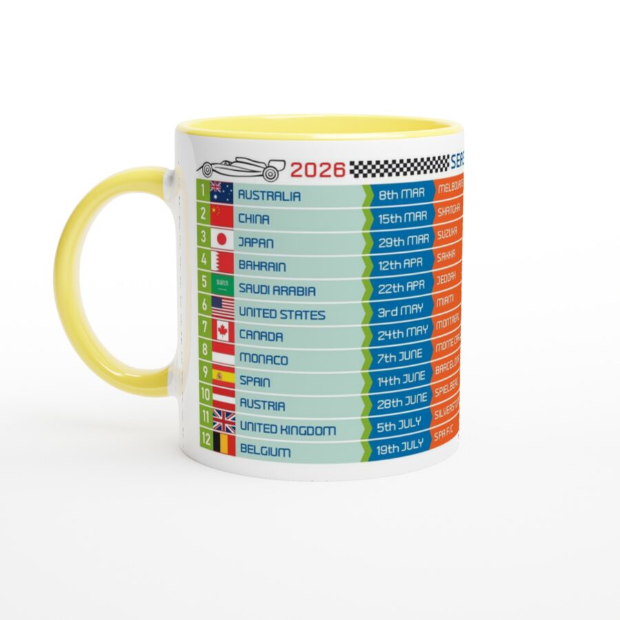 Formula 1 FIXTURES 2026 Mug - Formula 1 schedules calendar Alpine F1 Team