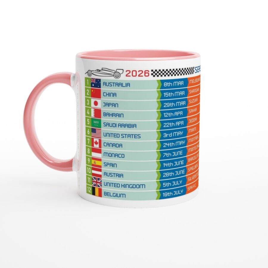 Formula 1 FIXTURES 2026 Mug - Formula 1 schedules calendar Alpine F1 Team