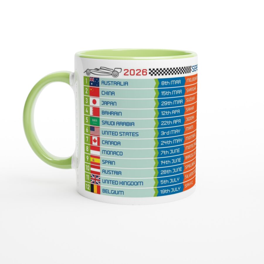 Formula 1 FIXTURES 2026 Mug - Formula 1 schedules calendar Alpine F1 Team