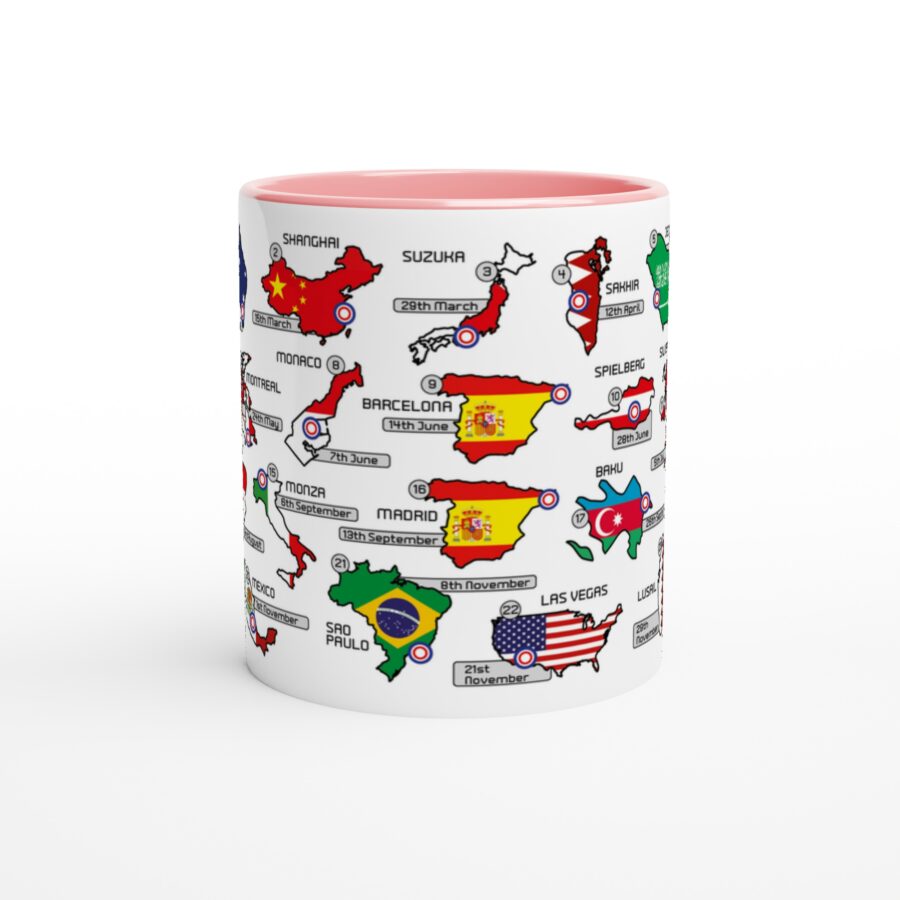 2026 Formula 1 Calendar Mugs - Countries and Flags - All F1 Races Alpine F1 Team