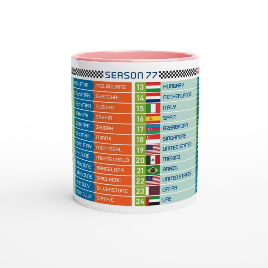 Formula 1 FIXTURES 2026 Mug - Formula 1 schedules calendar Alpine F1 Team