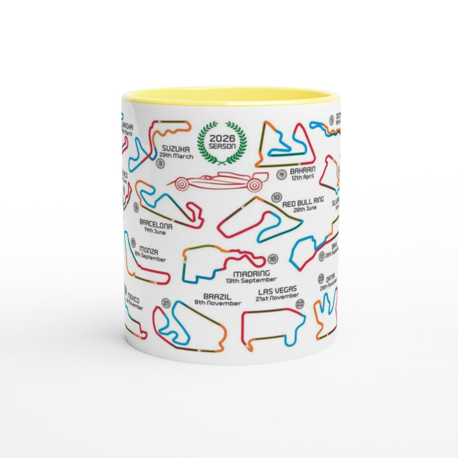 2026 Formula 1 Calendar Mugs - F1 2026 Season Fixture Mugs - All F1 Races Alpine F1 Team