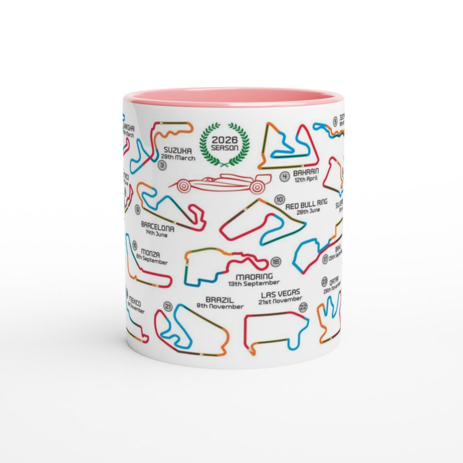 2026 Formula 1 Calendar Mugs - F1 2026 Season Fixture Mugs - All F1 Races Alpine F1 Team