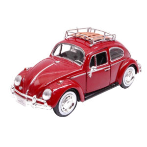 1966 Volkswagen Classic Beetle Red 1/24 Diecast Car Model by Motormax by Diecast Mania