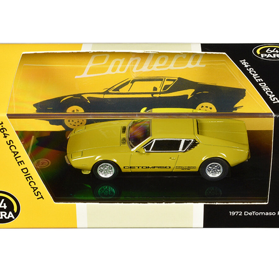 1972 De Tomaso Pantera Yellow 1/64 Diecast Model Car by Paragon Models Automotive
