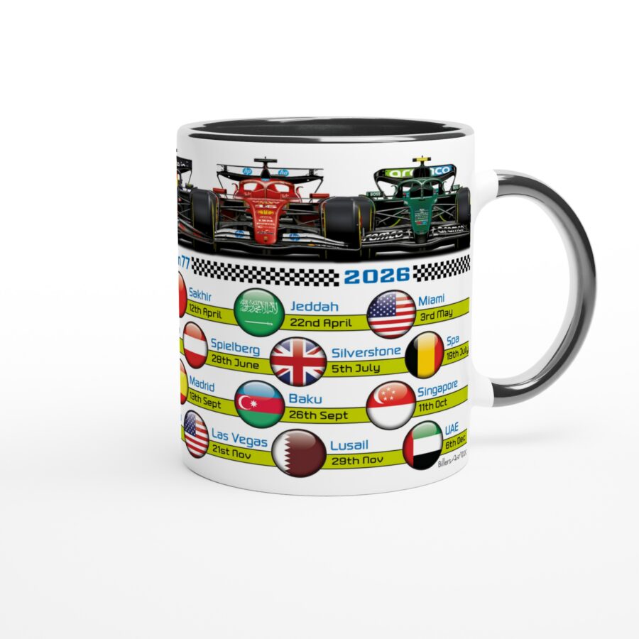 2026 Formula 1 Calendar Country Flag Mugs - All F1 Races Alpine F1 Team