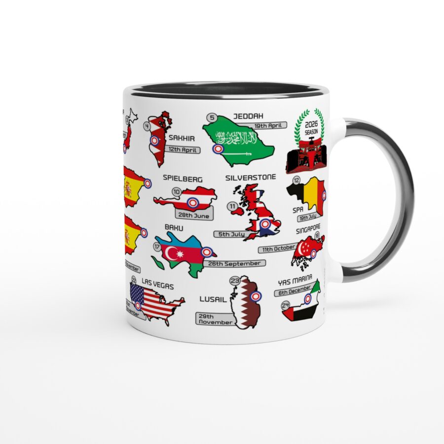 2026 Formula 1 Calendar Mugs - Countries and Flags - All F1 Races Alpine F1 Team